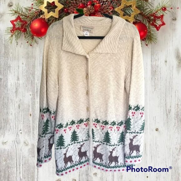 Vintage Joan Millar Holiday Cardigan + M - Picture 1 of 7